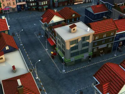 3D Cartoon Bank Street 3D model