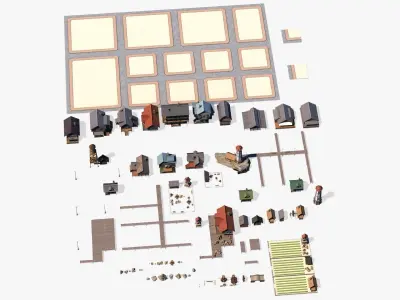 village Asset Low-poly 3D model