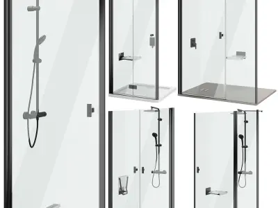 Shower doors Radaway Nes 8 Black set 140 3D model