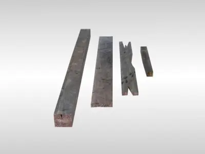 Boards set of steel bars Free low-poly 3D model