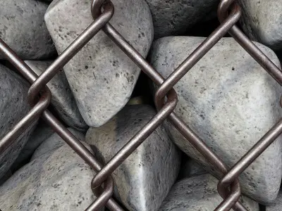 Gabion cage rock stone n2 3D model