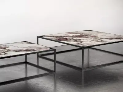 Paskal marble coffee table with metal frame 3D model