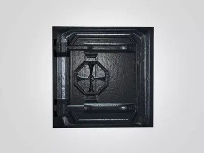 Vault Door 3D Model - Heavy Industrial Security Door Free low-poly 3D model