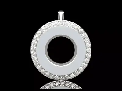 White Gold Diamond Row Circle STL 3dm Pendant Model jp0037 3D print model