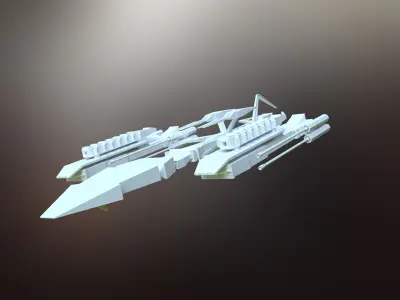 Sci-Fi War spaceship Low-poly 3D model