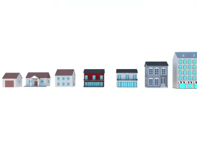 simple buildings 3D model