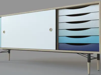 Unson Media Console Maple 3D model