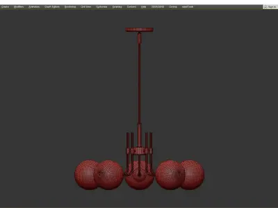 MOTINI Modern Sputnik 5 light Pendant with Glass Low-poly 3D model