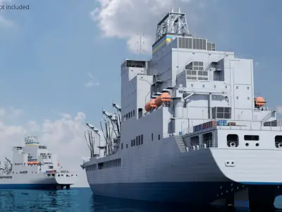  Fleet Logistics Tanker Floating at Sea Grey 