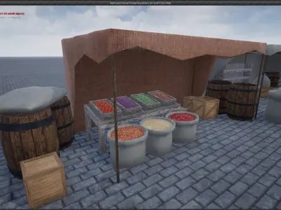 Lowpoly Bazaar Marketplace Stall-Tent Collection 3D Model Pack