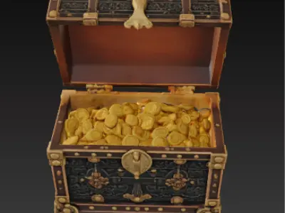  Ornate Treasure Chest High-Quality 3D Model Low-poly 3D model