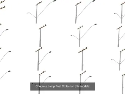 Concrete Lamp Post Collection 3D Model Pack