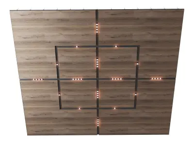 Wooden suspended ceiling with lighting 53 3D model