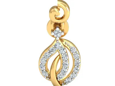 Yellow gold diamond earring-P2 E-13 3D print model