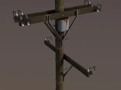 Telephone Pole Low Poly 3d Model Low-poly 3D model