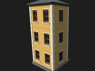 Lowpoly Building Hotel Low-poly 3D model Low-poly 3D model