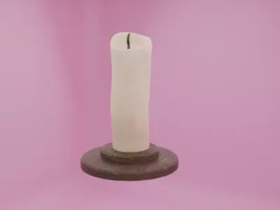 Realistic 3D Candle with Wooden Stand  Free low-poly 3D model