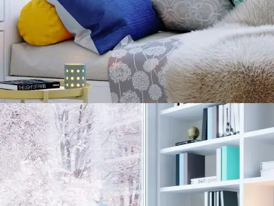 Cozy corner set 01  3D model