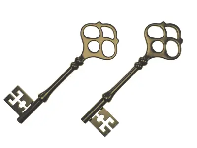 Old Steampunk Key Victorian style prop highpoly printable 3D model