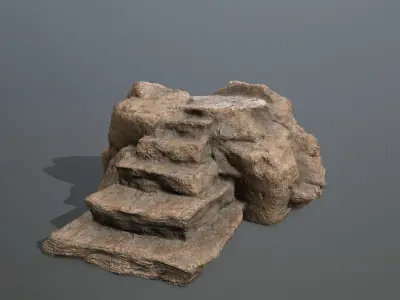 Altar Set rock Low-poly 3D model