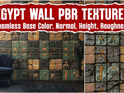 10 Egypt wall VOL01 4K Seamless PNG PBR Textures Texture