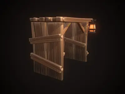 shield wooden gate Low-poly 3D model