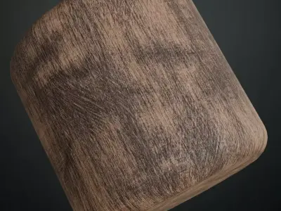 Scuffed and Scratched Dark Wood Surface PBR Seamless Texture