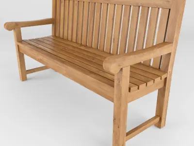 Wooden garden bench 3D model purchase