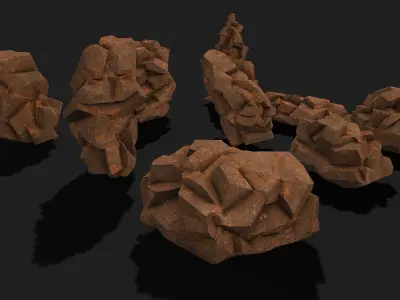 Mountain desert Rocks - PBR Pack 04 Low-poly 3D model