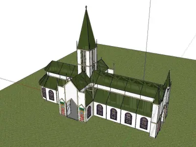 Architecture-Religion-God-Culture-Temple-098 church with roof 3D model