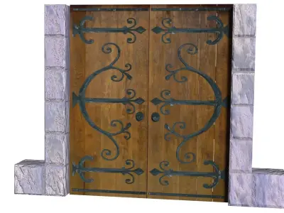 Door wooden wide 3D model