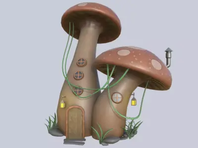 Mushroom house Low-poly 3D model