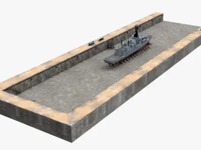  British Naval Warship Type 26 Drydock Grey 