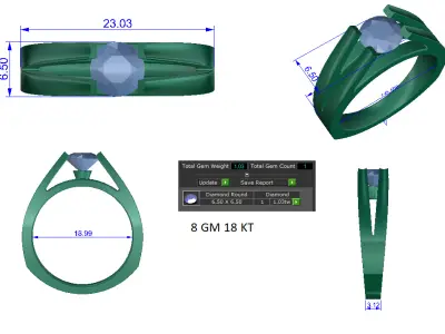 Women Ring  Render 3dm STL OBJ FBX Details 3D print model 381