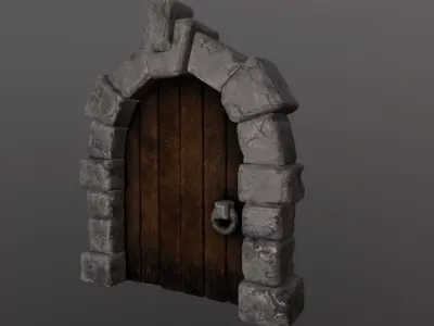 stylized door Low-poly 3D model buy