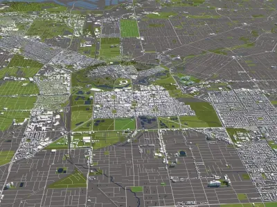 Adelaide Australia 50x50km 3D City Map 3D model