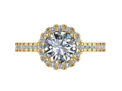 Ring245 diamond halo engagement ring gold 3D print model