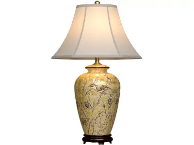 Oriental Flowers European Provence Nightstand Bedside Table Lamp 3D model