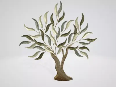 Morning Mist Sage and Gold Tree Exclusive Metal Wall Art Low-poly 3D model