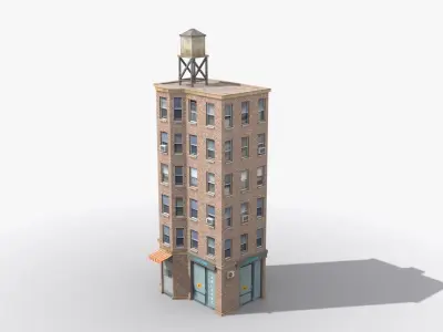 Apartment Building x28 Low-poly 3D model