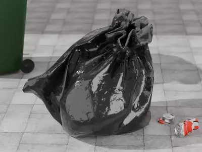 Realistic Black Garbage Bag - Unity Ready Prefabs Low-poly 3D model