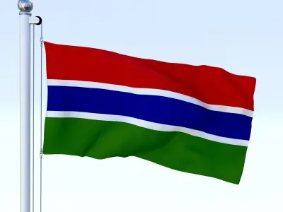 Animated Gambia Flag Low-poly 3D model