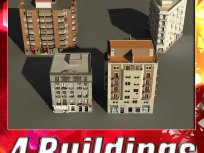Building Collection 5-8 Low-poly 3D model