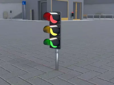 Mobile Construction Site Traffic Light WIP-1 3D model