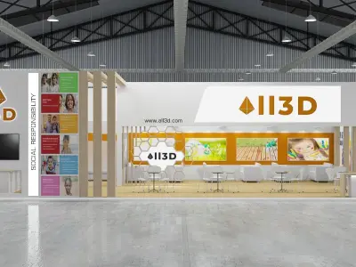 Exhibition Stand Stall  Two Side Open With 3D Hall 3D model