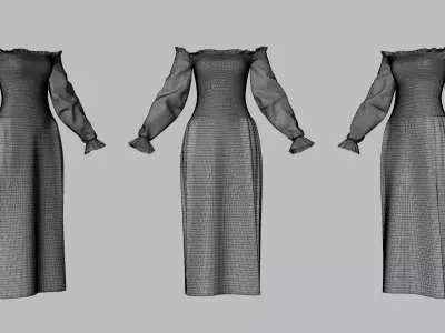 Dress 13 Very Light Blue Low-poly 3D model