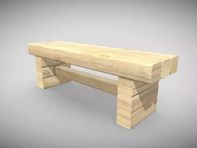 Wooden Bench  Low-poly 3D model