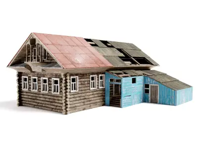 CountryHouseB old damaged da1 Low-poly 3D model