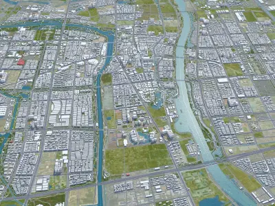 Suqian Jiangsu China 100km Low-poly 3D model