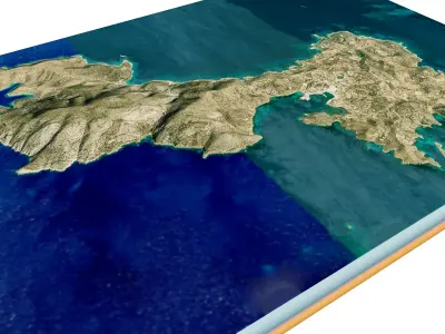 Leipsoi island full 3D model terrain Low-poly 3D model